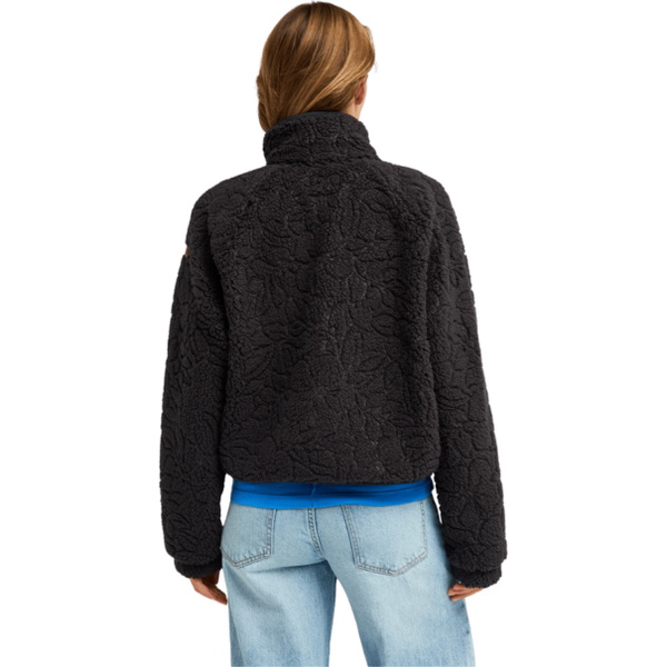 2026 Roxy Womens Blurry Cloud Full Zip Relaxed Fleece  ERJPF03212 - Anthracite Outline Mo